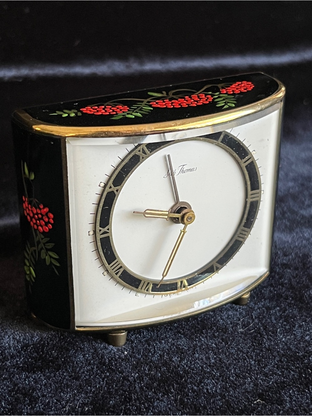 SETH THOMAS "The Pert" 4 JEWELED ALARM CLOCK 1950'S Mini Clock Berry Germany